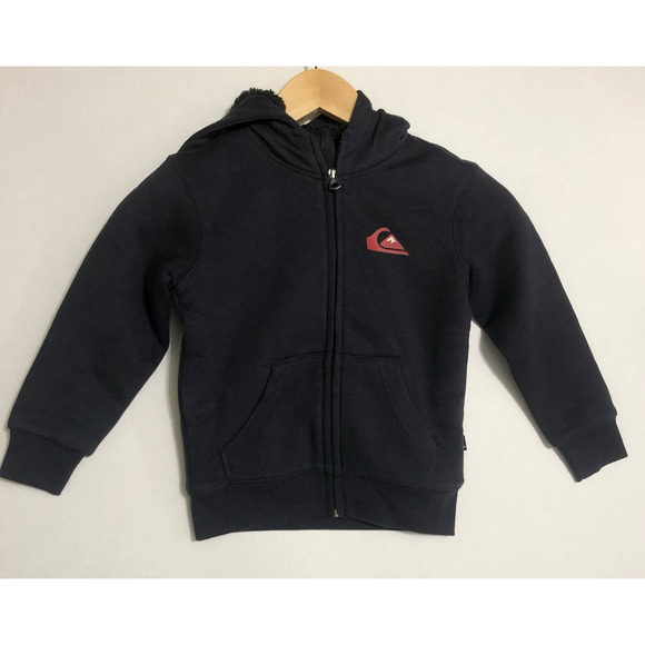 Quiksilver Toddler Black Blue Lined Full Zip Front Hoodie Sweatshirt Size 3 - Picture 1 of 5
